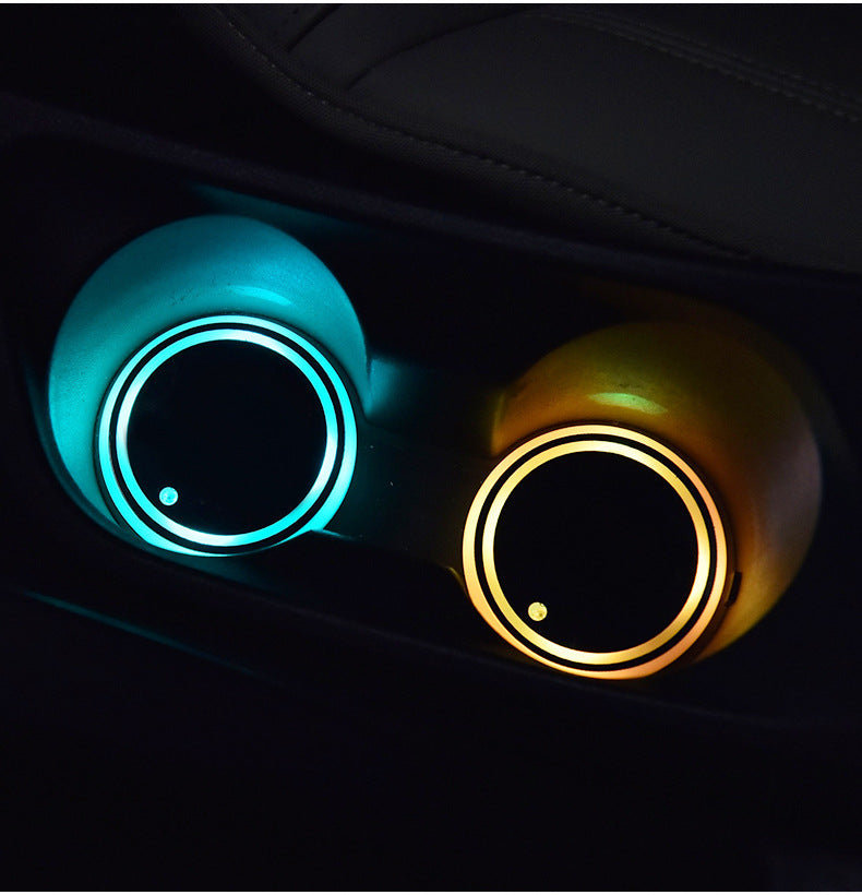 Colorful Cup Holder LED Light-up Coaster Solar USB Charging
