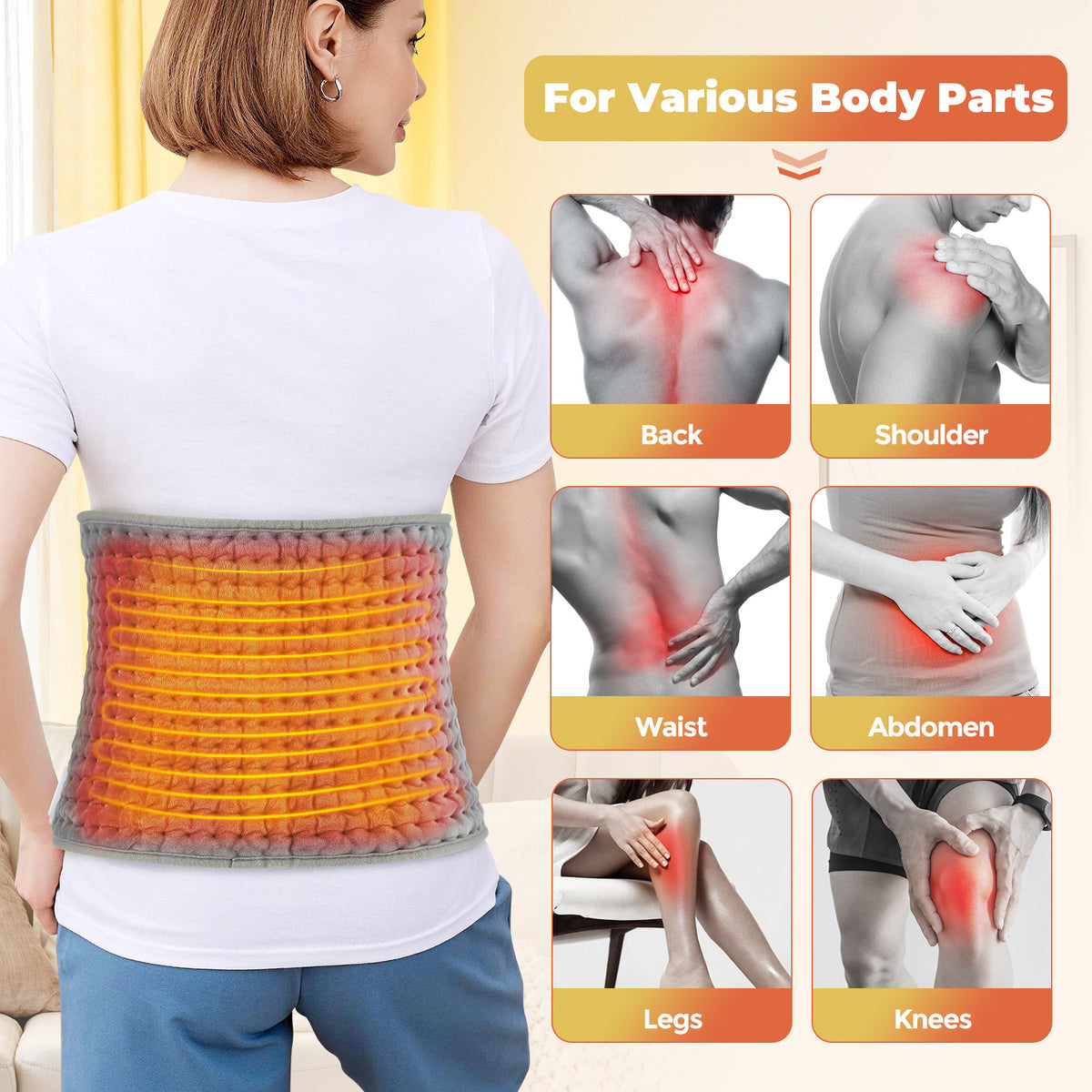Back Heating Support Belt Heated Waist Brace With Adjustable