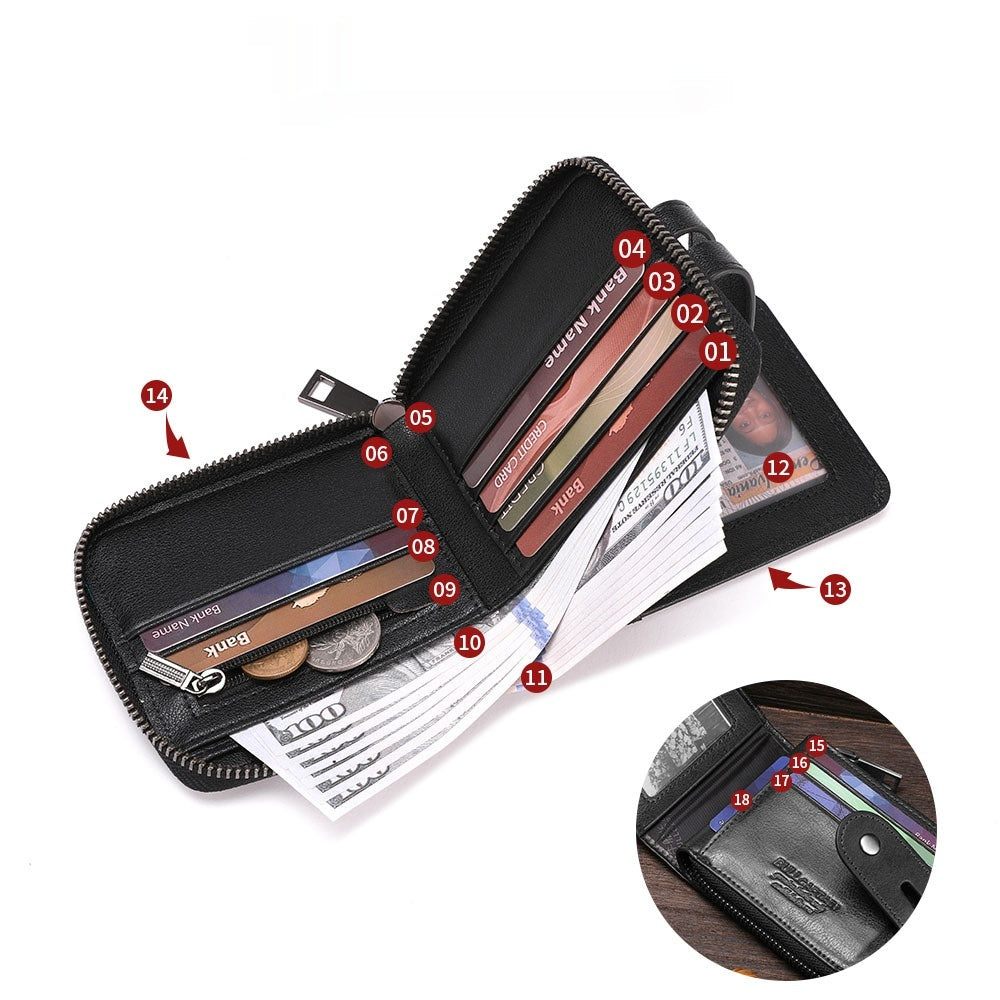 Men's Genuine Leather Zip Wallet