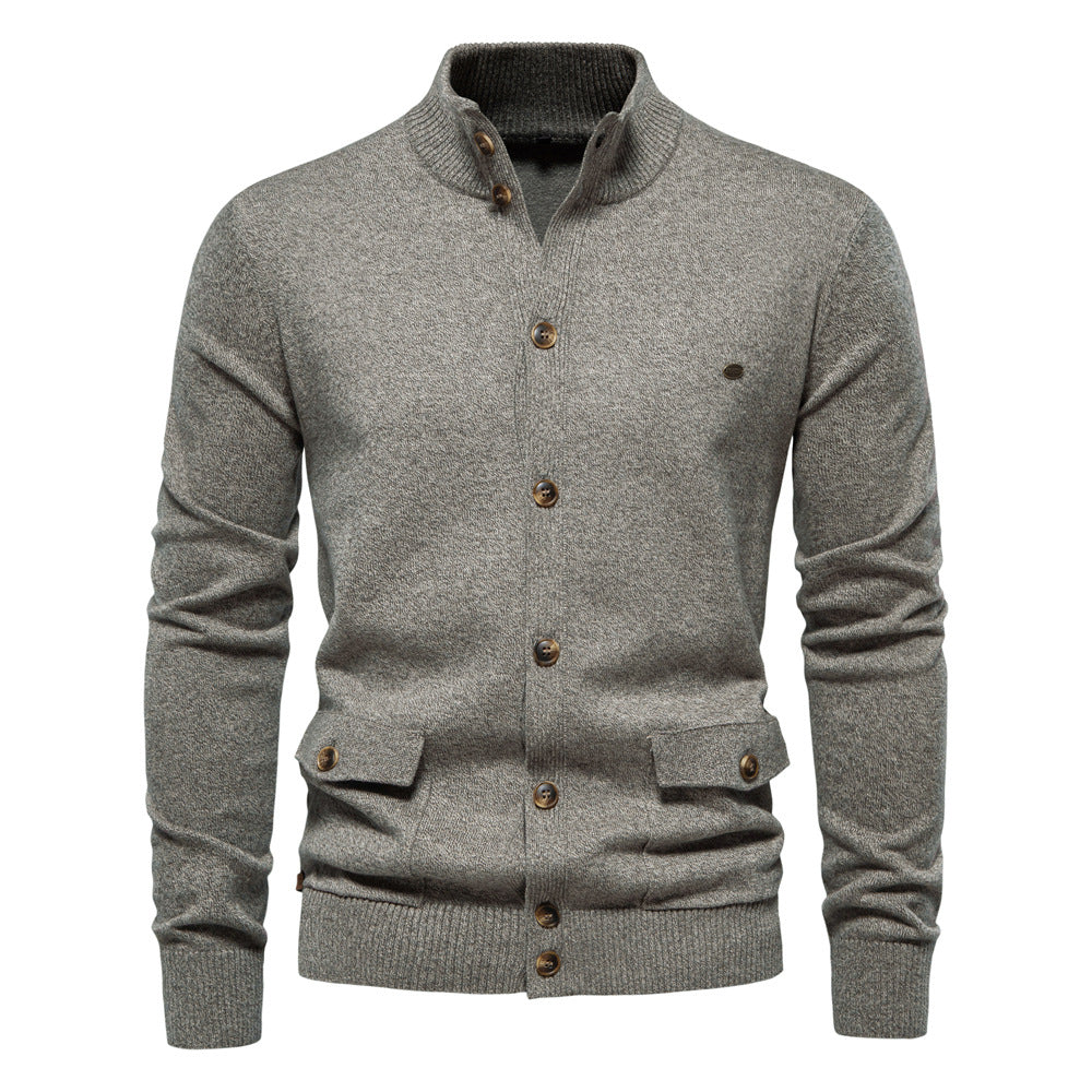 Men's Business Casual Knit Cardigan Sweater - Solid Color