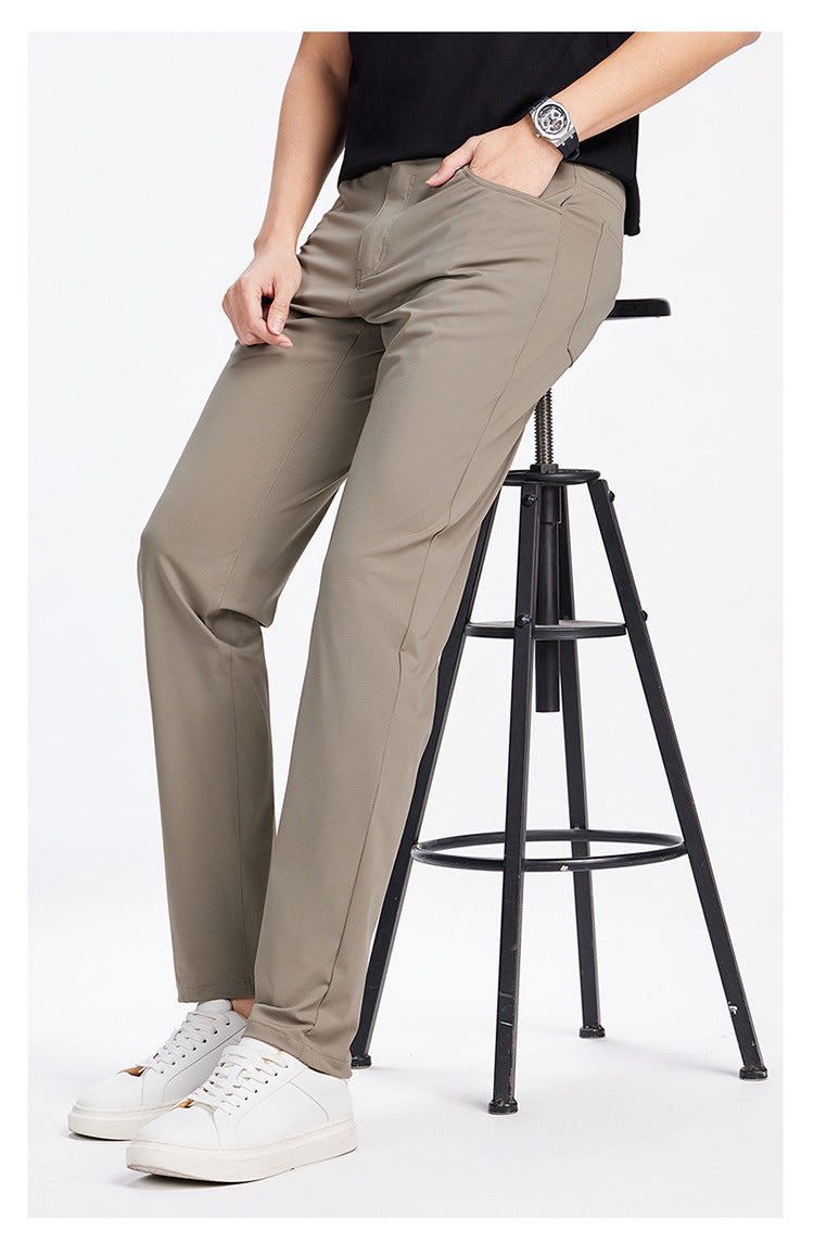 Men's Stretch Ice Silk Straight-Leg Casual Pants