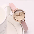 Slim Round Leather Strap Watch for Women