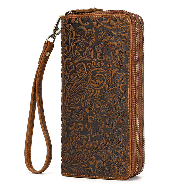 Men's Genuine Leather Long Wallet Clutch
