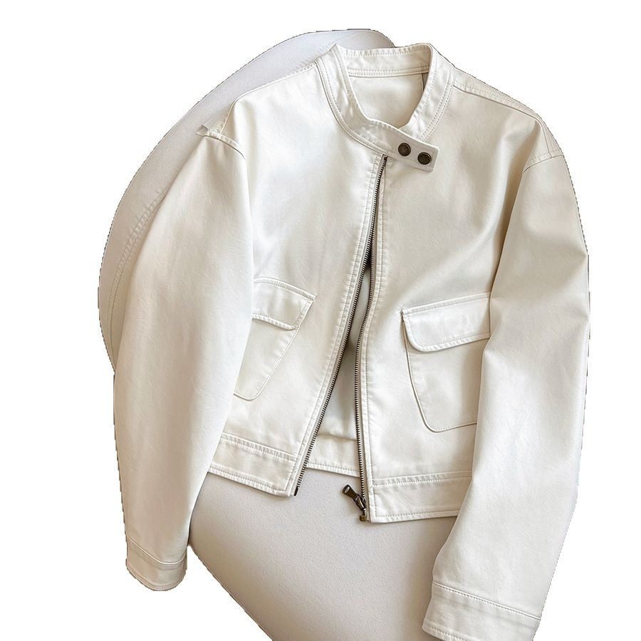 Women's PU Leather Cropped Biker Jacket