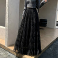 Pleated Tulle Layered Maxi Skirt for Women