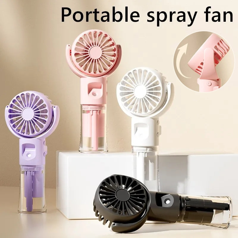 Portable Handheld Spray Fan 4-Speed Water Mist Summer Cooling