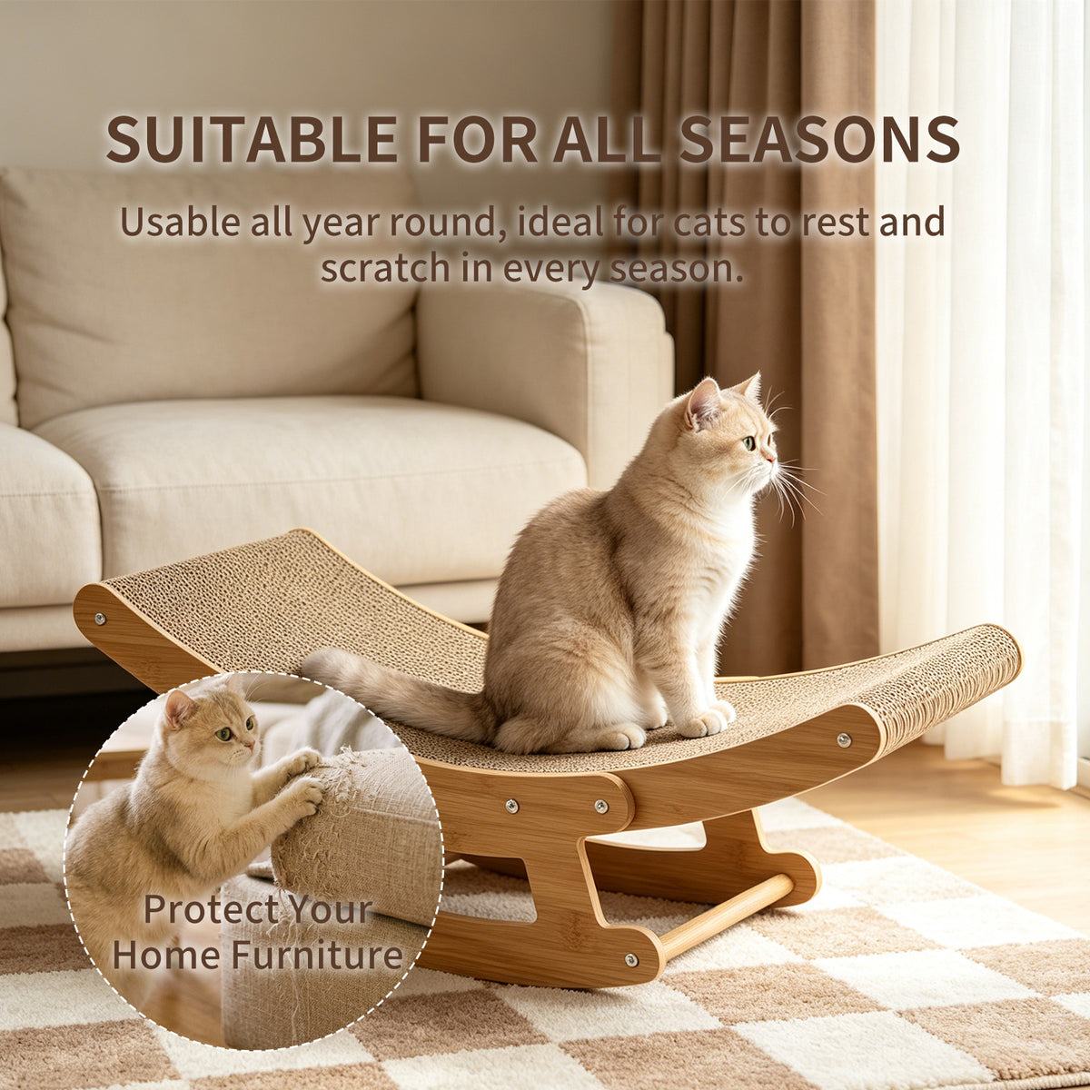 2-in-1 Cat Rocking Scratcher Lounge Chair