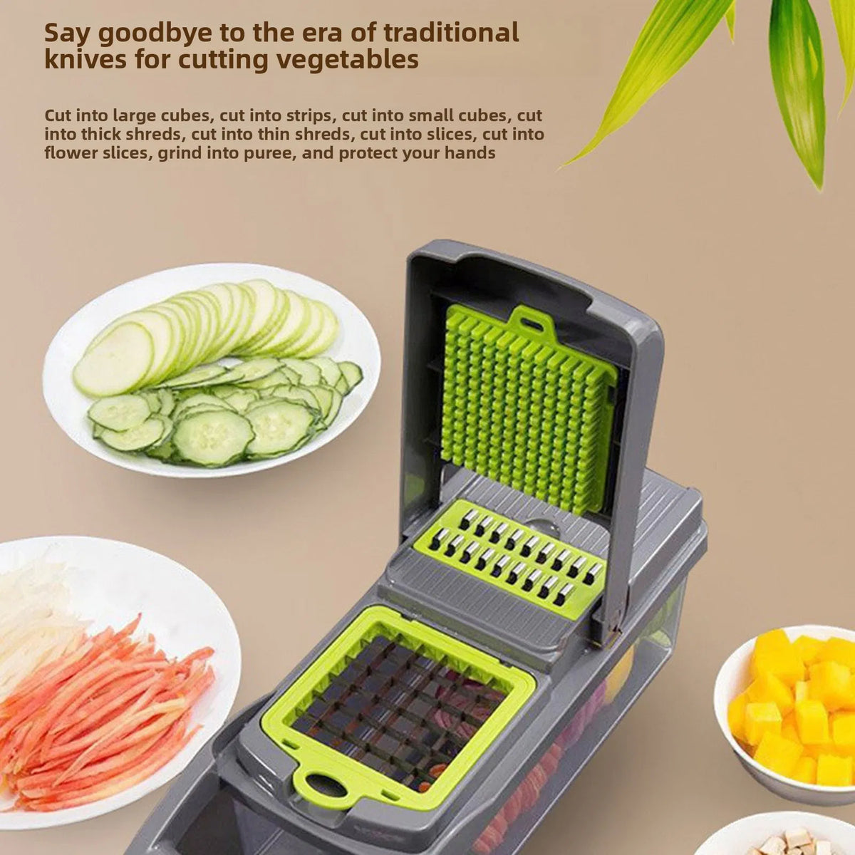 Multi-Blade Vegetable Chopper & Slicer with Container