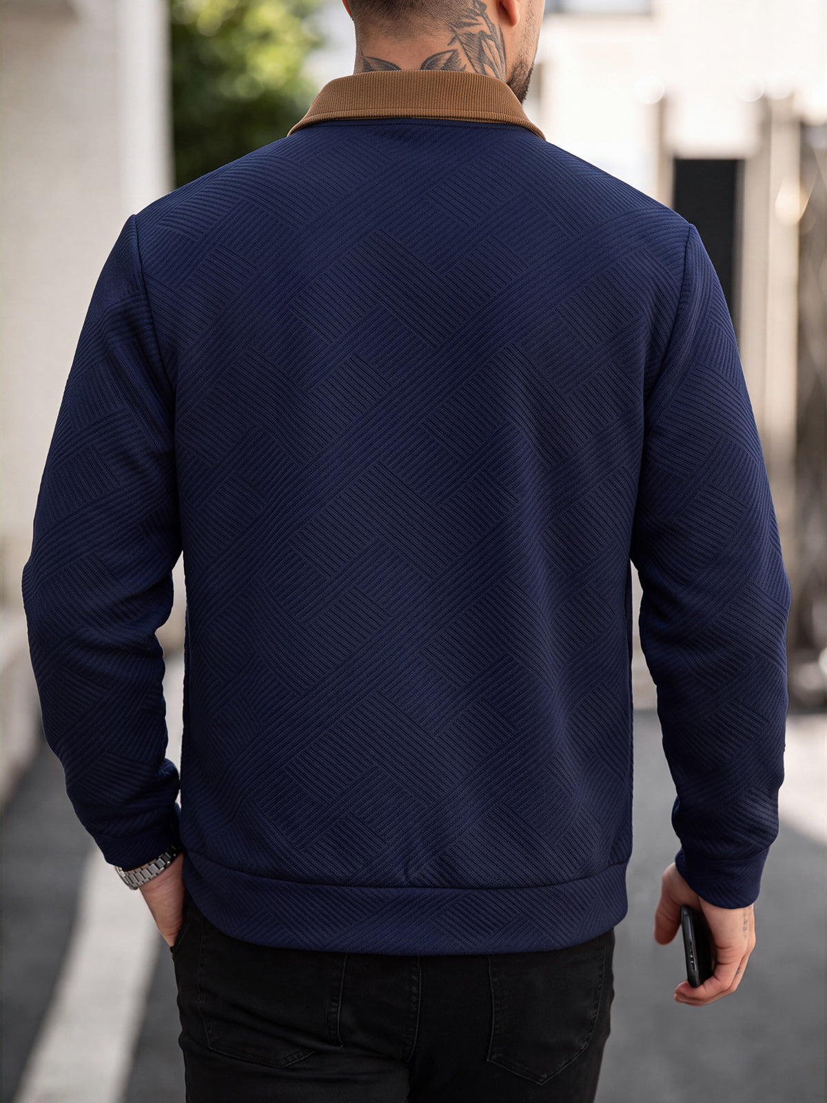 Men's Waffle-Collar Casual Baseball Jacket