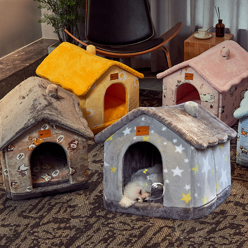 Foldable Dog House Pet Cat Bed Winter Villa Sleep Kennel