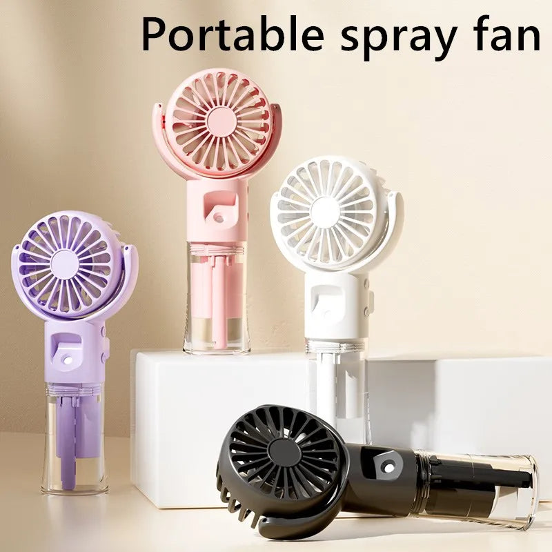 Portable Handheld Spray Fan 4-Speed Water Mist Summer Cooling