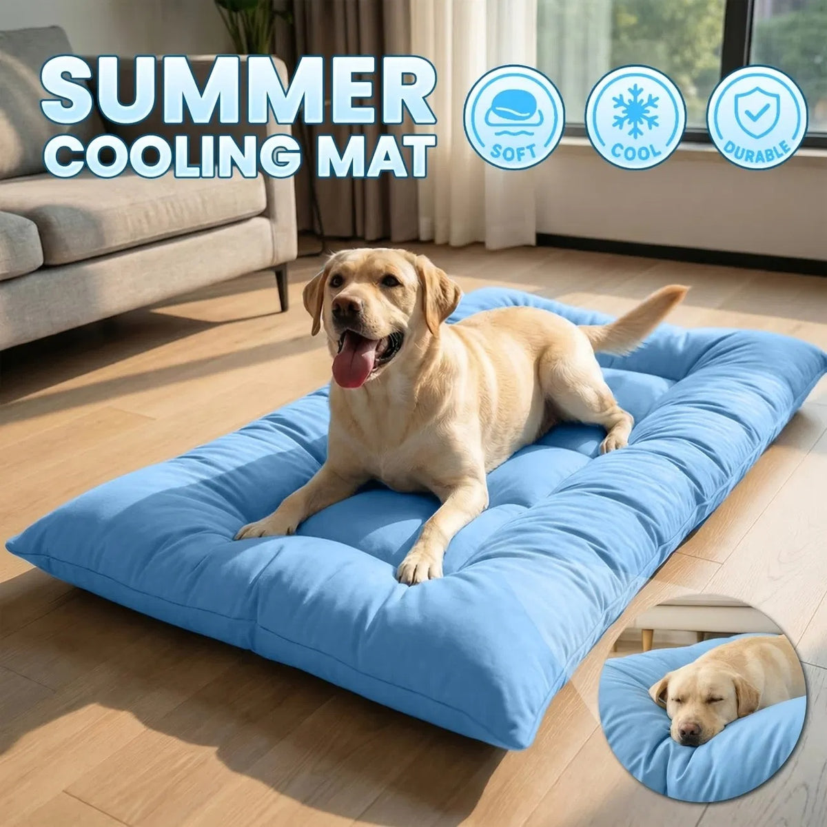 Extra-Large Cooling Dog Sofa Bed with Non-Slip Base