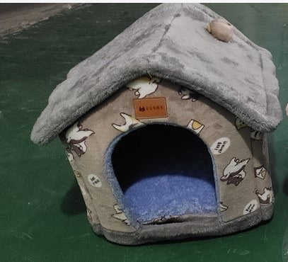 Foldable Dog House Pet Cat Bed Winter Villa Sleep Kennel