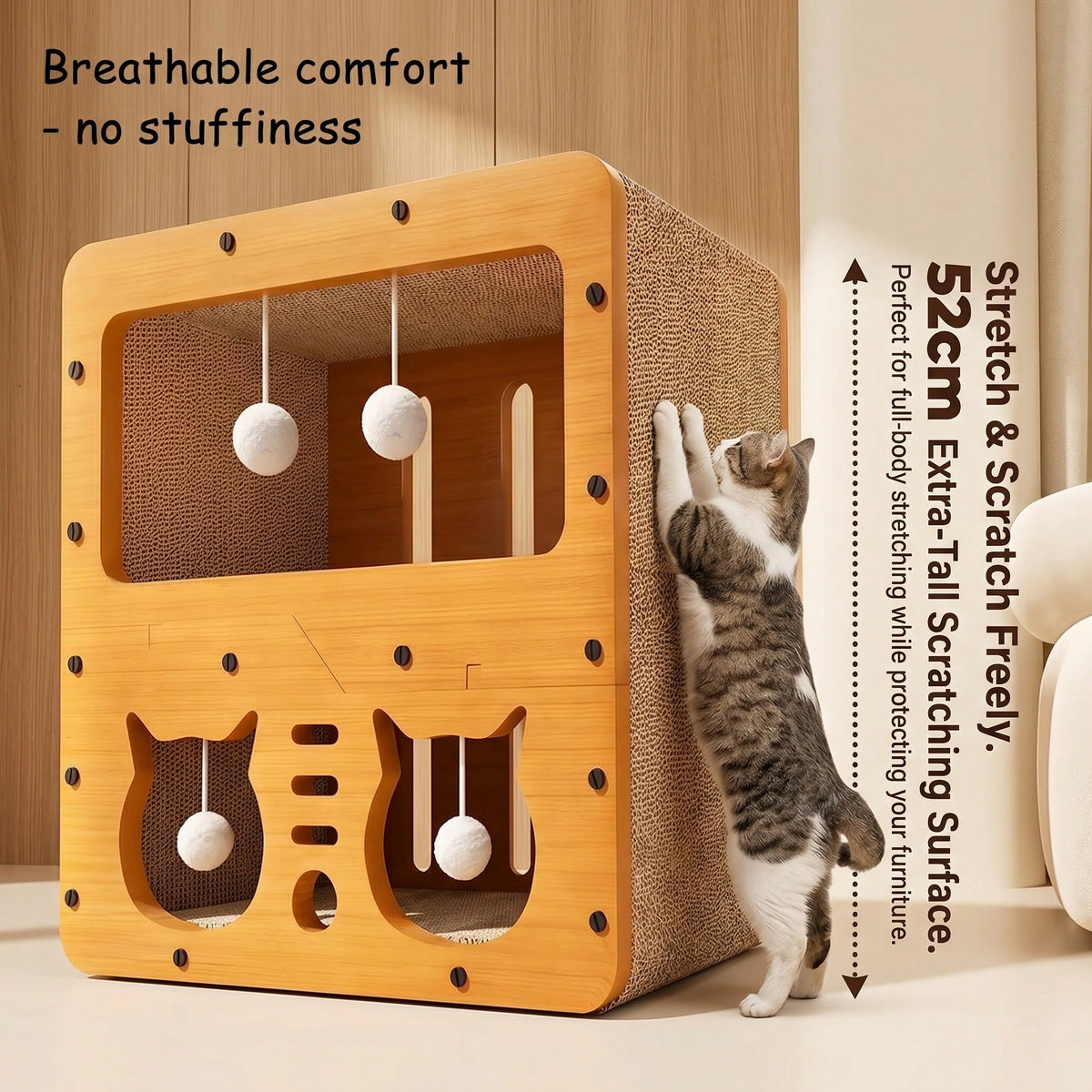 2-in-1 Cat Scratcher House – Double-Layer Cat Bed