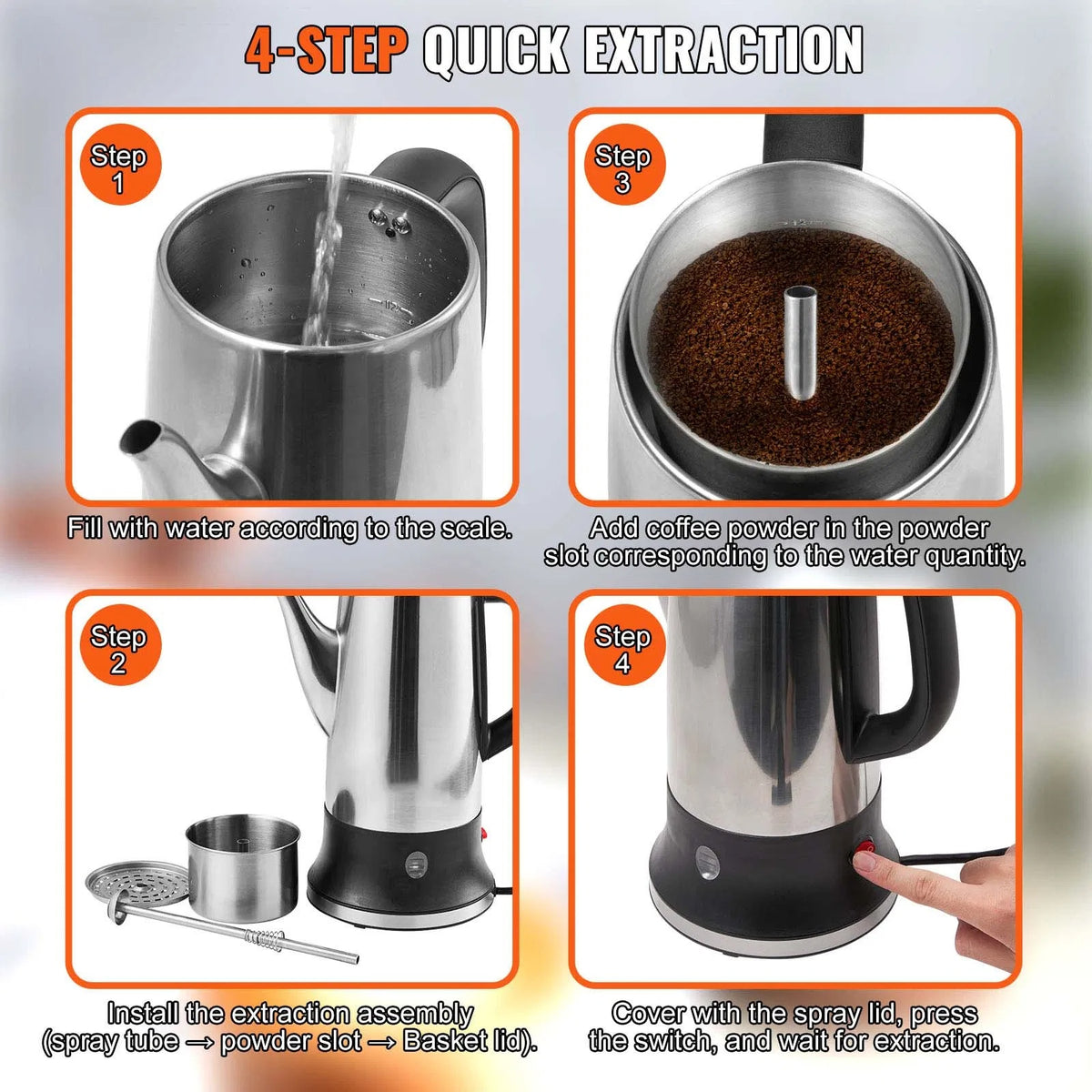 12-Cup Stainless Steel Electric Coffee Percolator