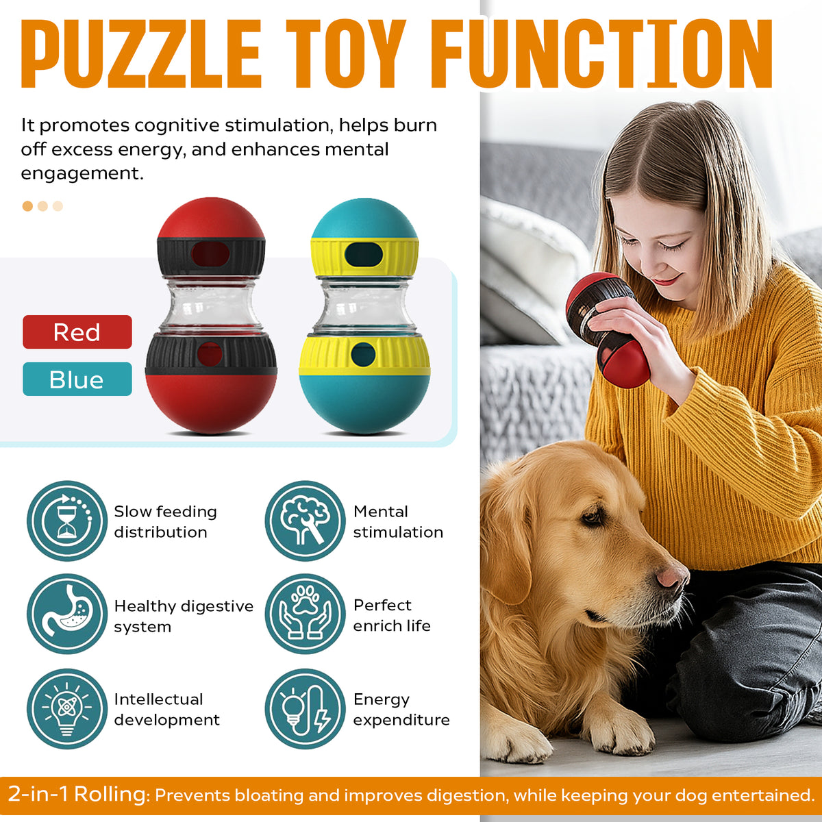 Treat Dispensing Dog Puzzle Ball – Slow Feeder Toy
