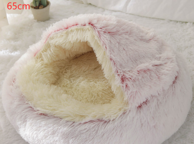 2 In 1 Dog And Cat Bed Pet Winter Round Plush Warm House Soft