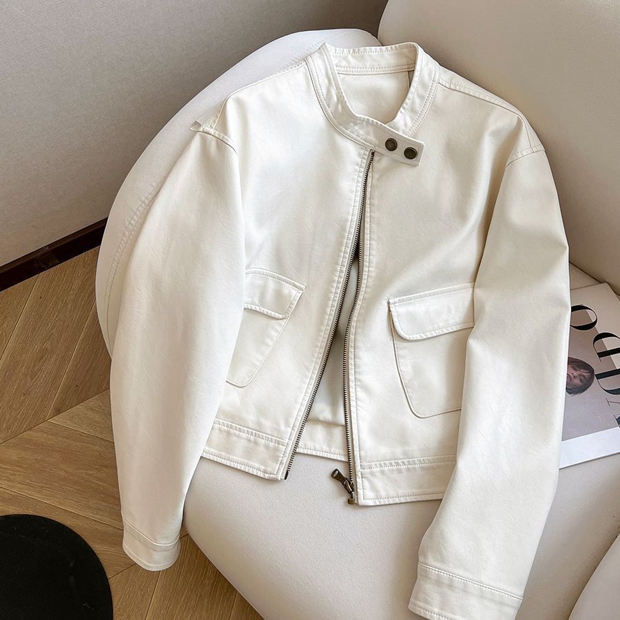Women's PU Leather Cropped Biker Jacket
