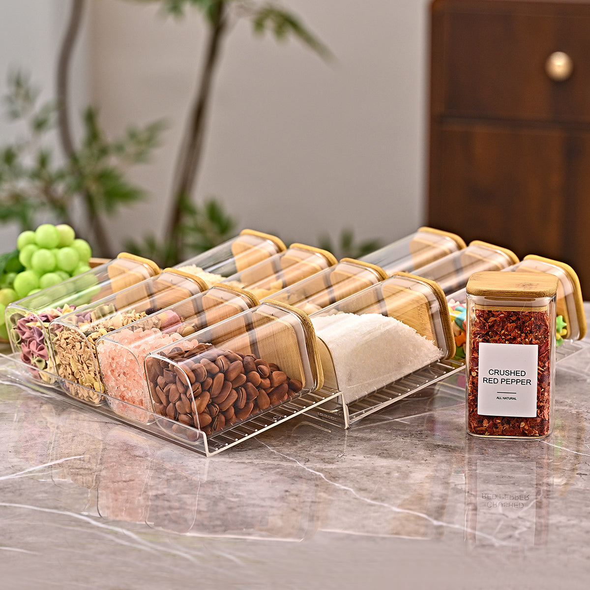 4-Tier Clear Spice Rack Organizer (Set of 4)