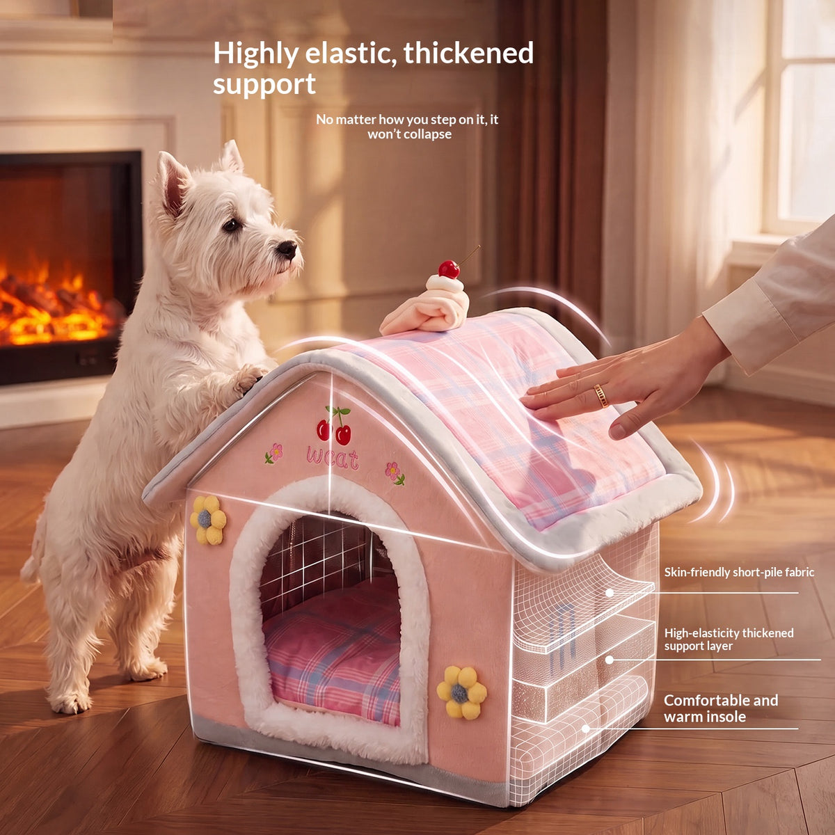 Cozy 3D House Cat Bed