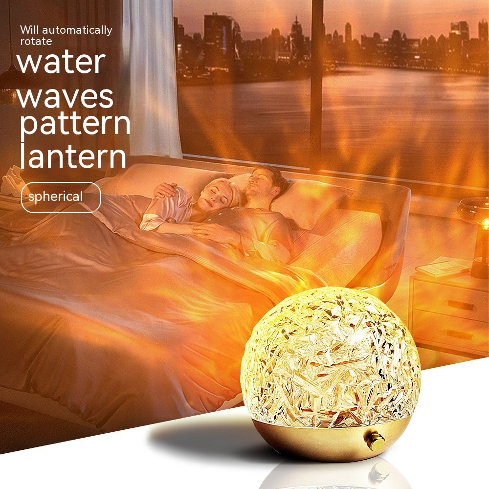 Water Ripple Projector Night Light Crystal Mood Lamp Bedside