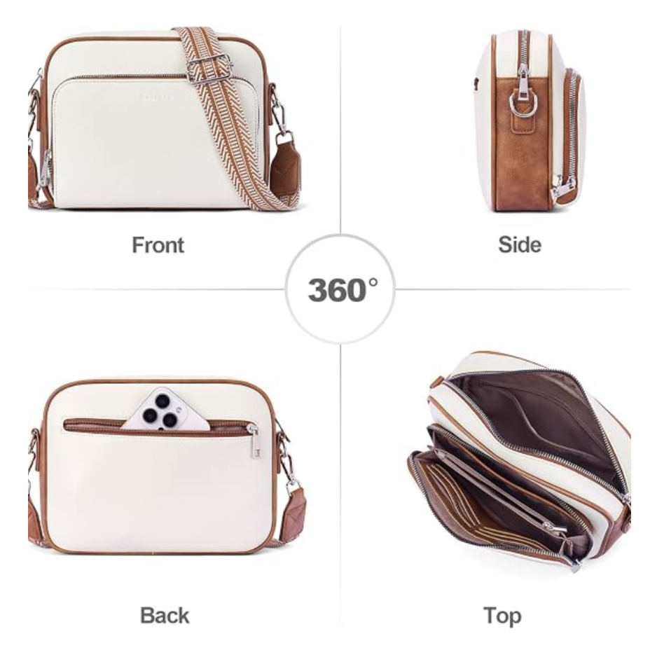 Women's Vegan Leather RFID Crossbody Purse with Built-In Wallet