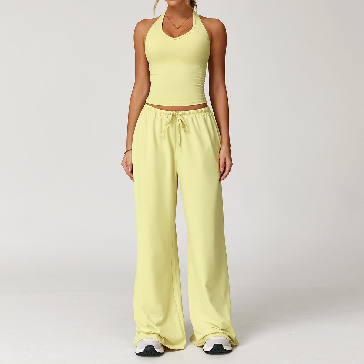 Women's Brushed Yoga Set - Quick-Dry Strappy Back Workout Outfit