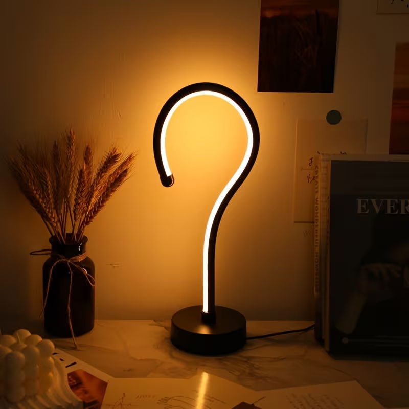 2PC Creative Question Mark Shape Table Lamp, USB Three-color