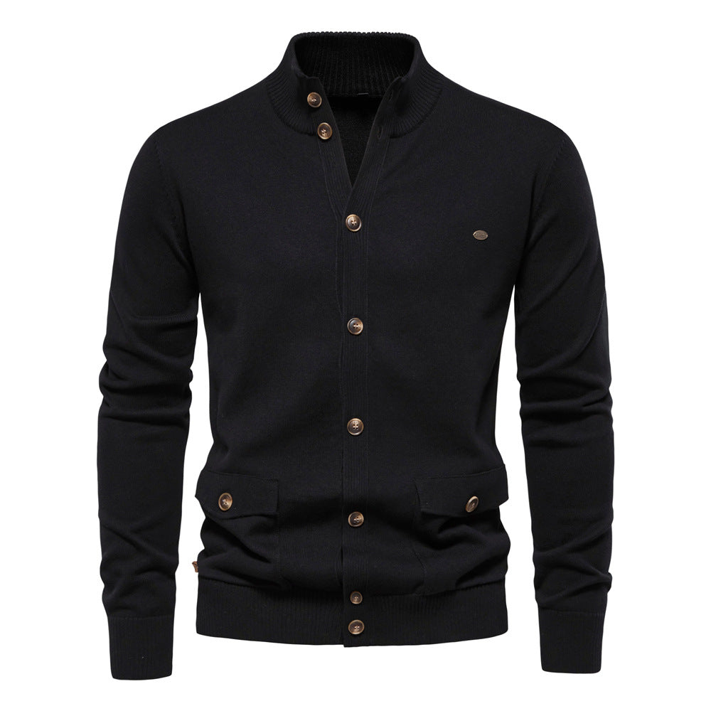 Men's Business Casual Knit Cardigan Sweater - Solid Color