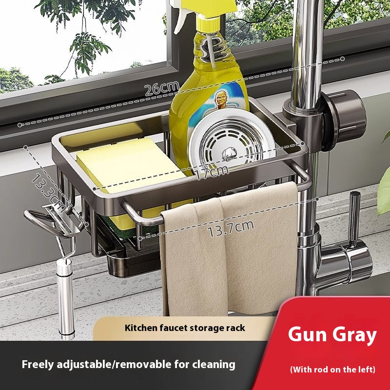 Kitchen Space Aluminum Sink Faucet Storage Rack Dishwasher