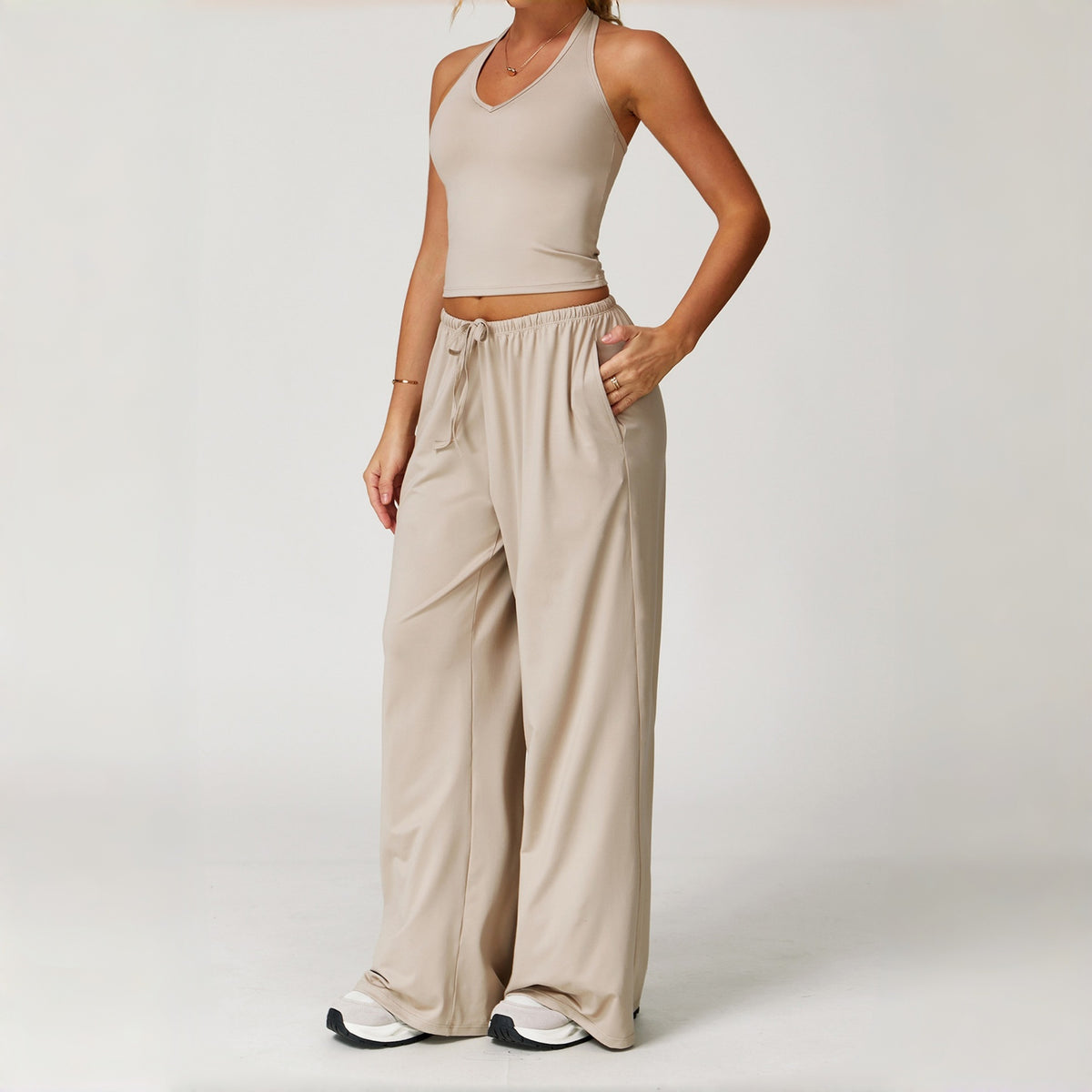Quick-Dry Brushed Yoga Set – Tank Top & Leggings