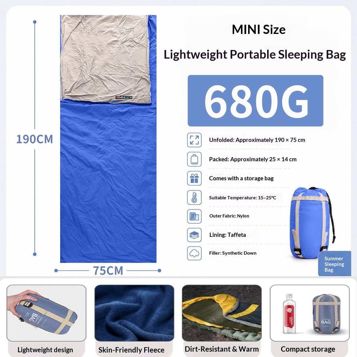 Ultra-Light Travel Sleeping Bag Liner