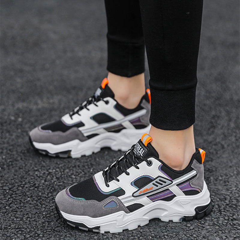 Black White Lace-up Sneakers Men Outdoor Breathable Csual Mesh