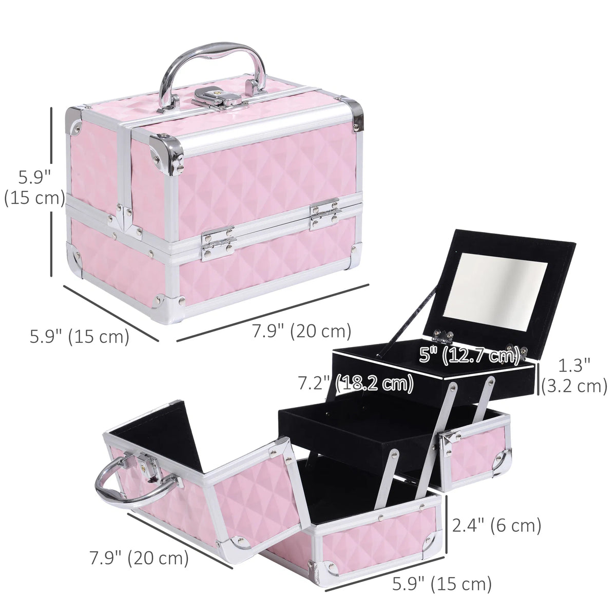 3-Tier Cosmetic Train Case with Mirror