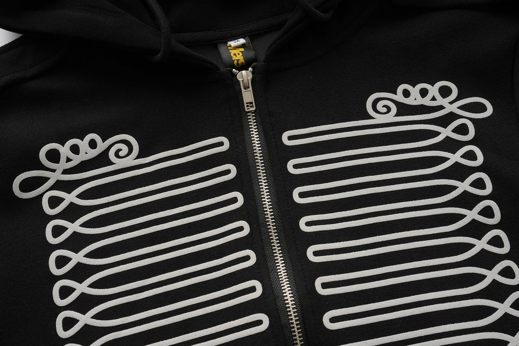 Printed Hooded Cardigan Sweatshirt — Relaxed Fit