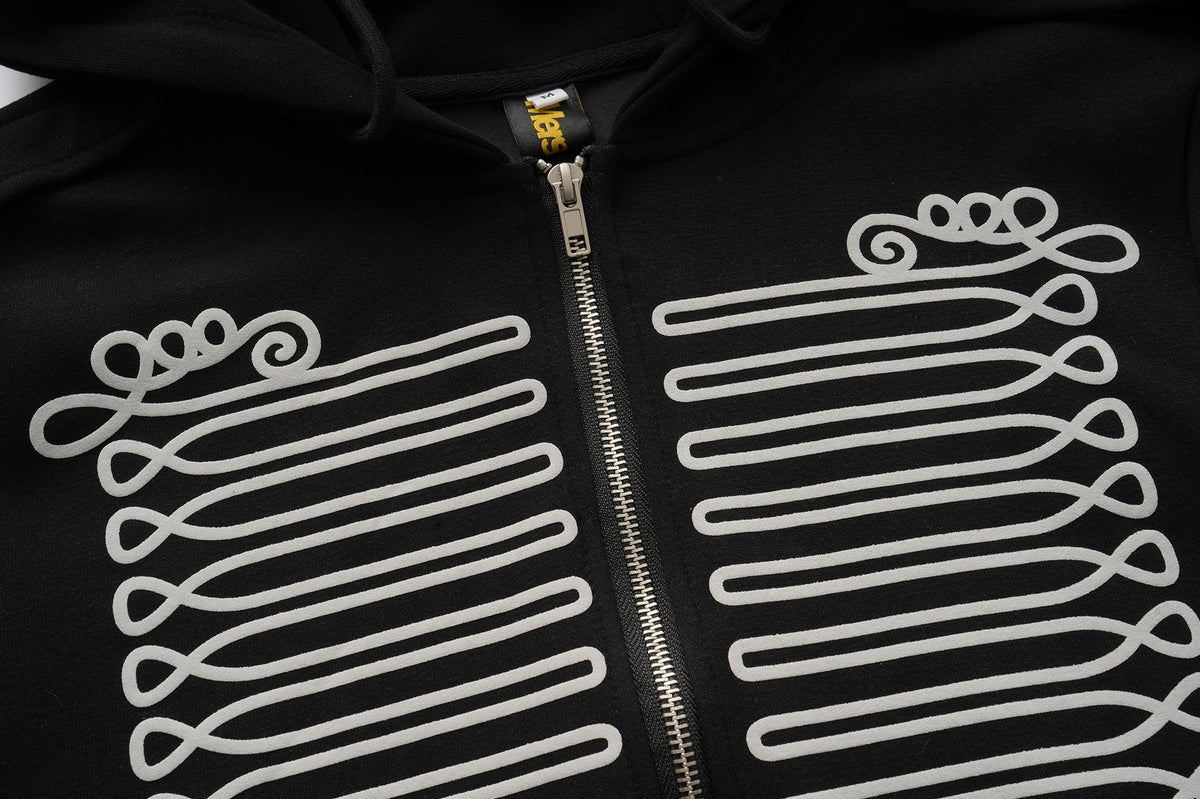 Printed Hooded Cardigan Sweatshirt — Relaxed Fit