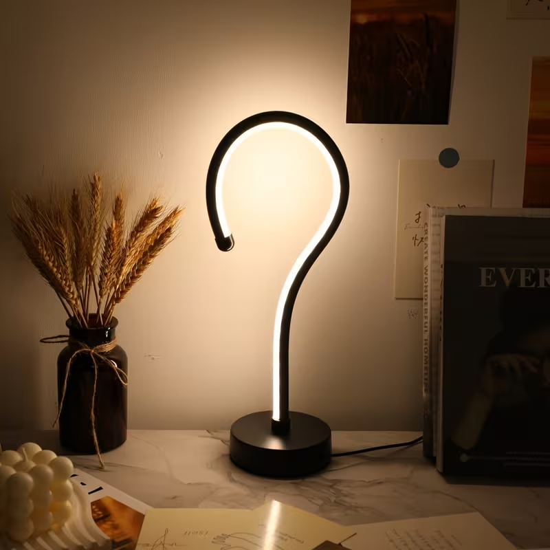2PC Creative Question Mark Shape Table Lamp, USB Three-color