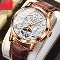 Men's Automatic Mechanical Watch with Leather Strap