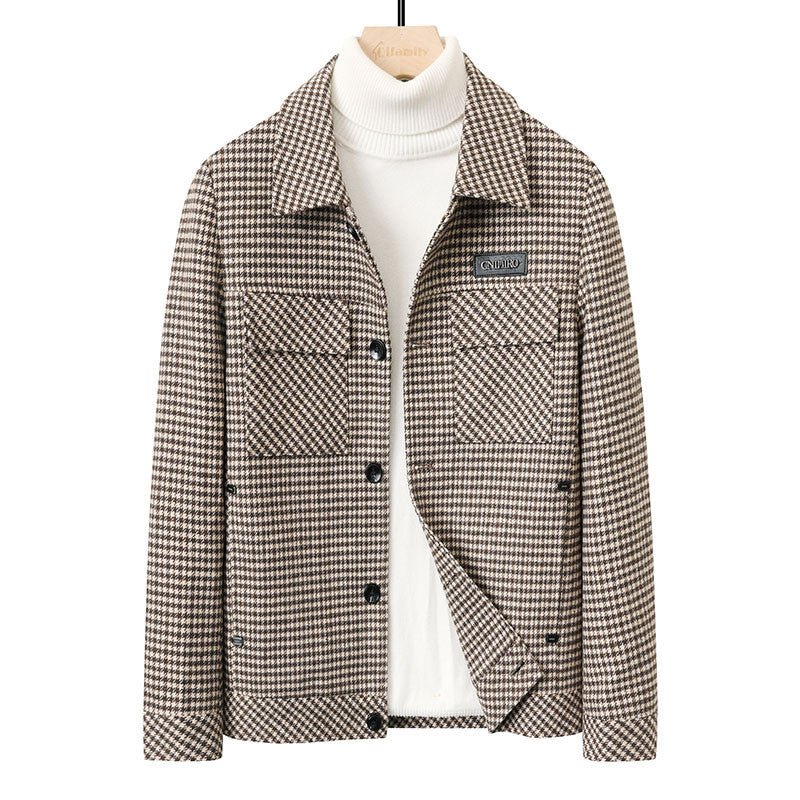Men's Houndstooth Hooded Casual Jacket