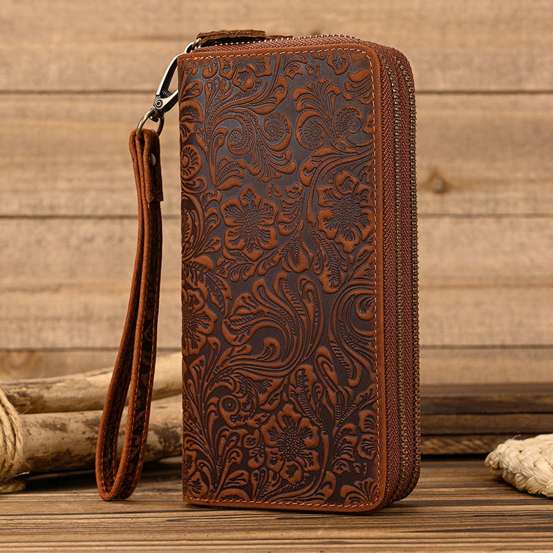 Men's Genuine Leather Long Wallet Clutch