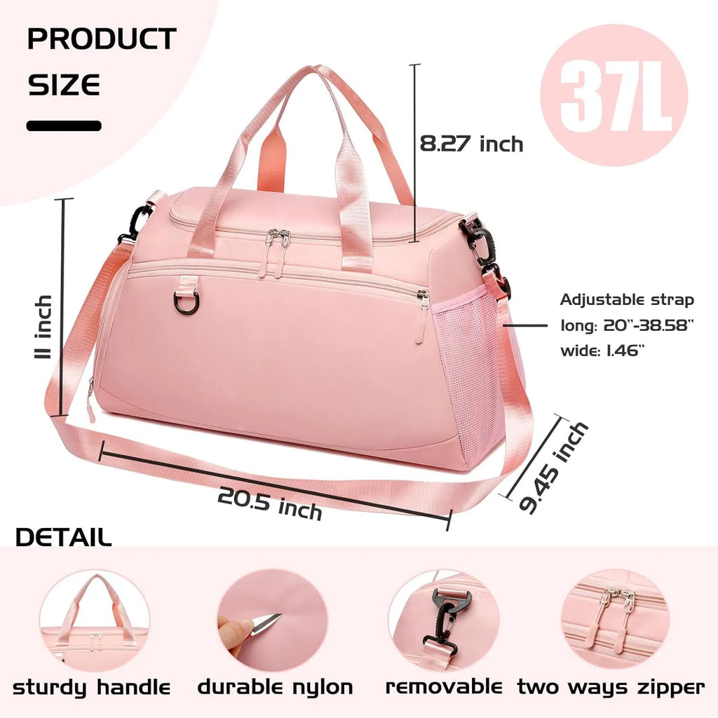 Waterproof Gym Duffle Bag 37L with Shoe Compartment