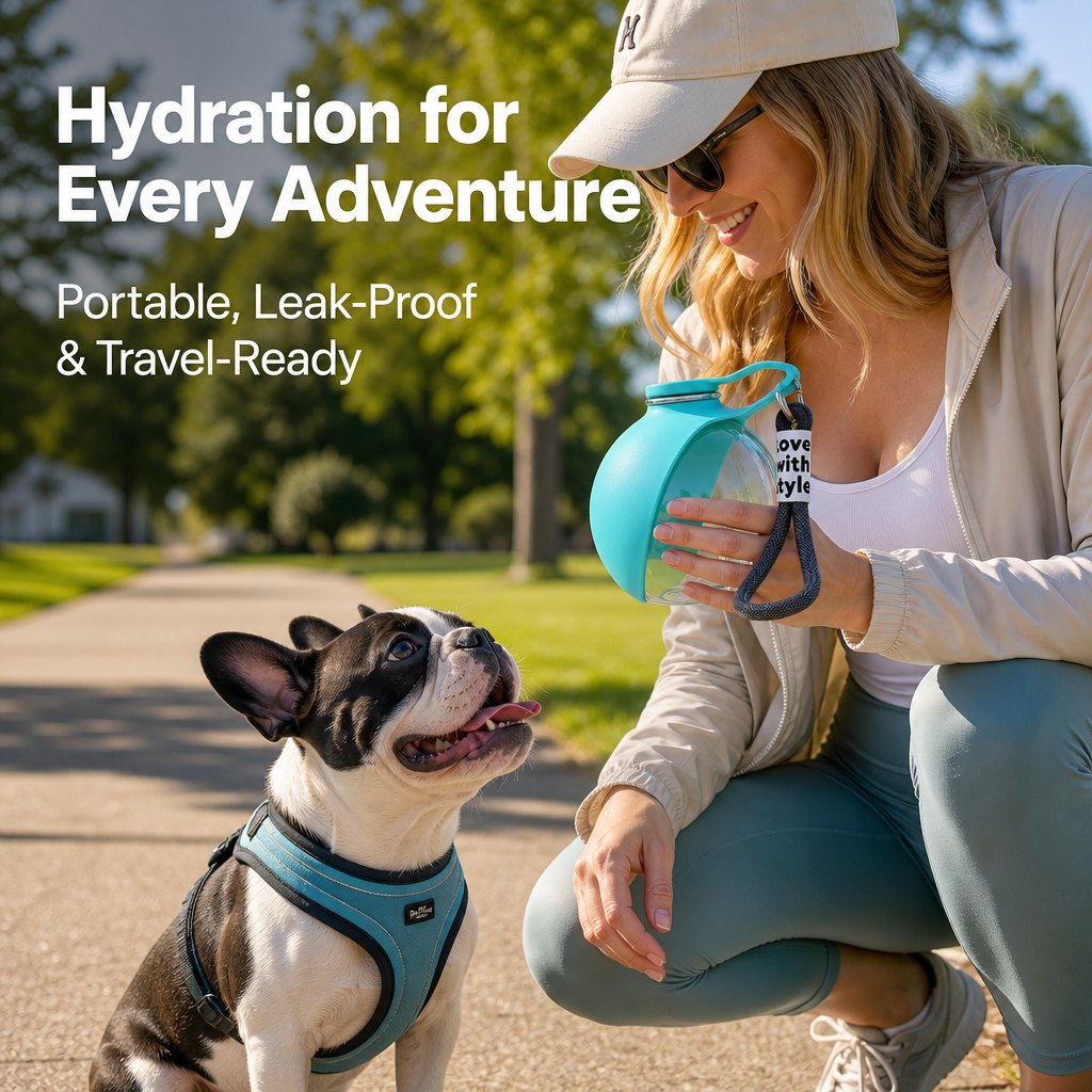 Portable Dog Water Bottle with Foldable Bowl