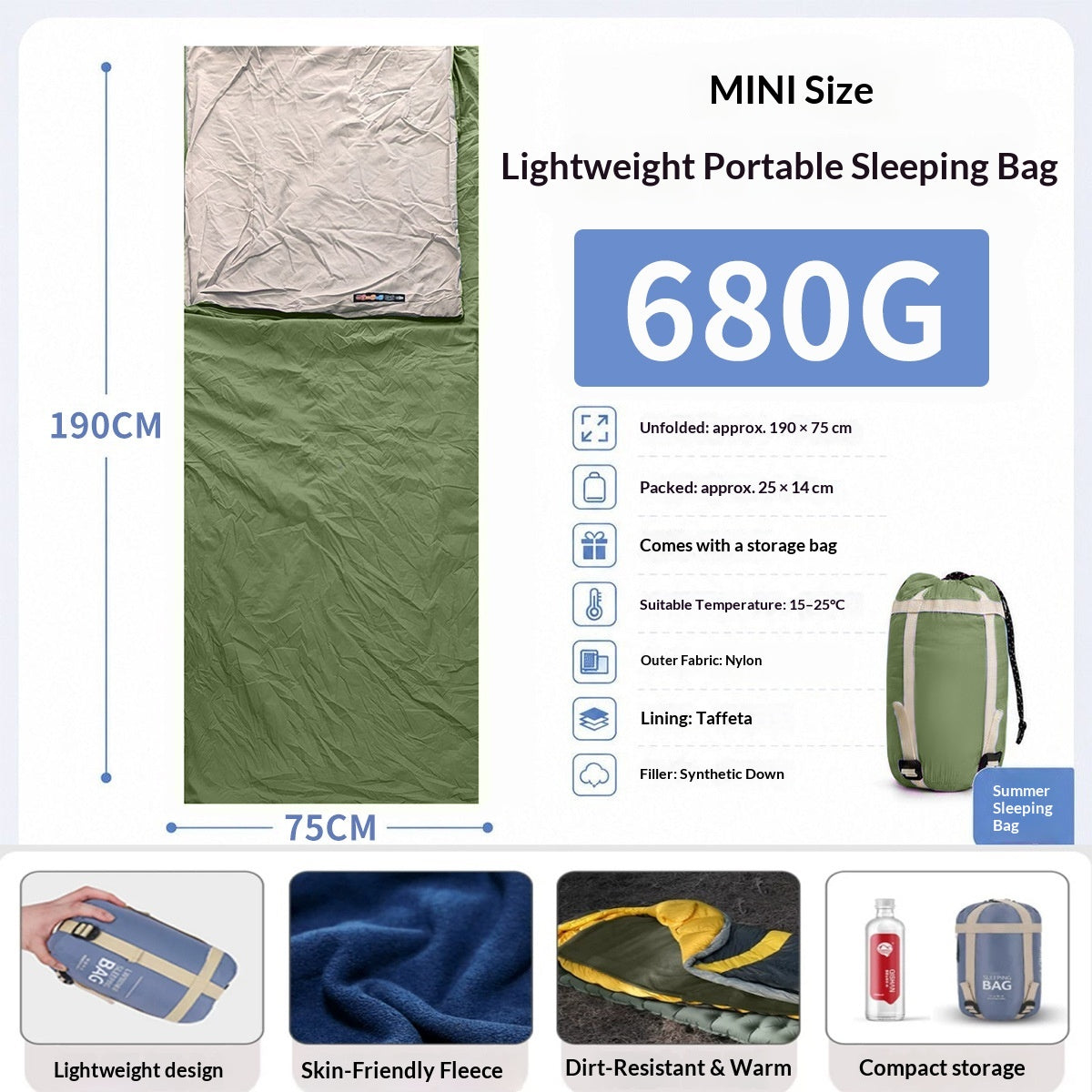 Ultra-Light Travel Sleeping Bag Liner