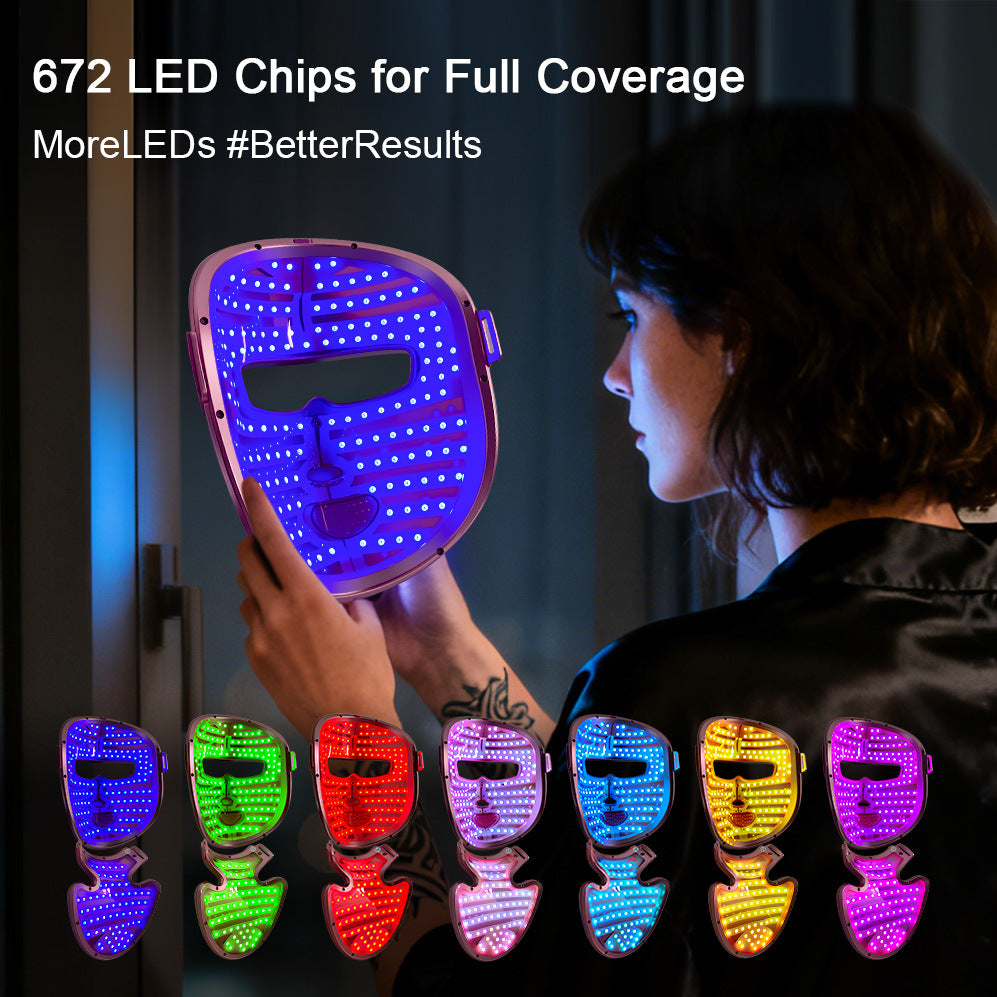 7-Color LED Light Therapy Face Mask with Neck Device