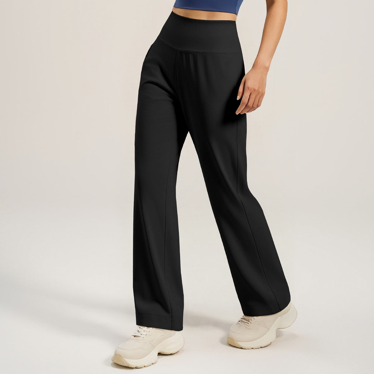 High-Waist Wide-Leg Yoga Pants with Back Pocket