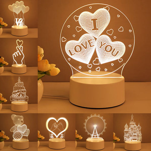 3D Lamp Acrylic USB LED Night Lights Neon Sign Xmas Home