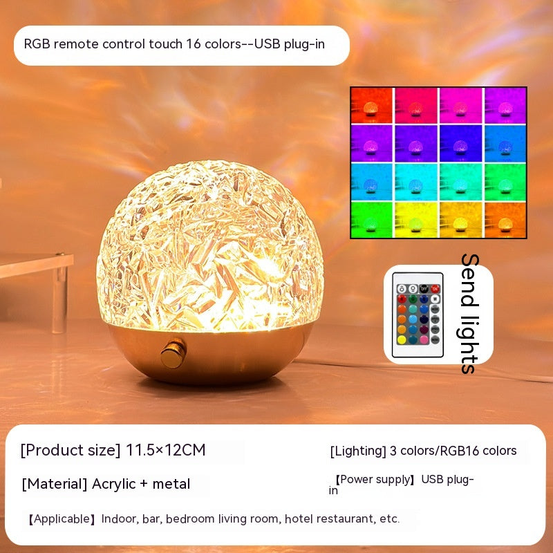 Water Ripple Projector Night Light Crystal Mood Lamp Bedside