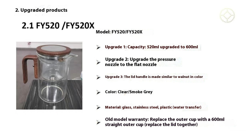 One Click Magnetic Teapot Separation Filtration Glass Tea Pot