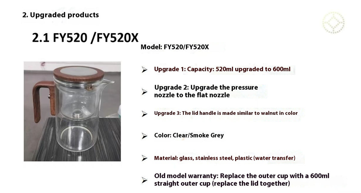One Click Magnetic Teapot Separation Filtration Glass Tea Pot