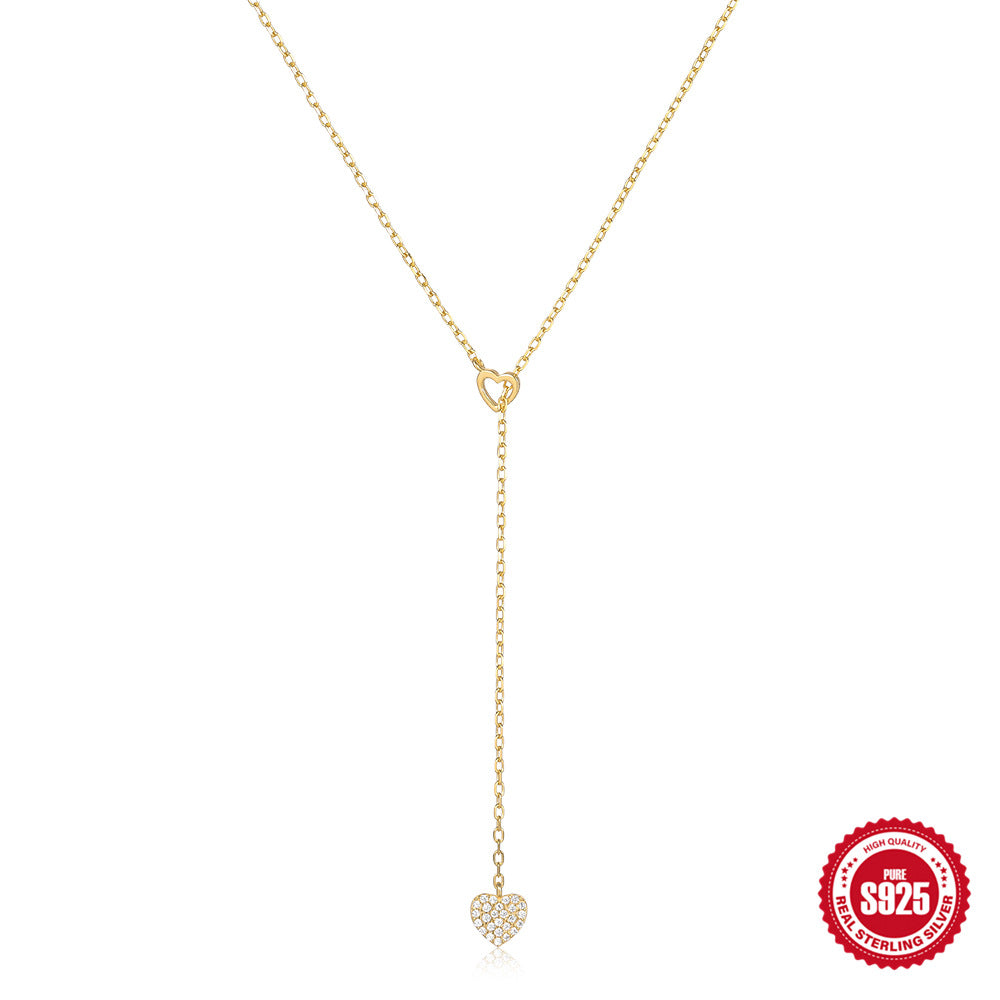 925 Sterling Silver Double Heart Y-Necklace